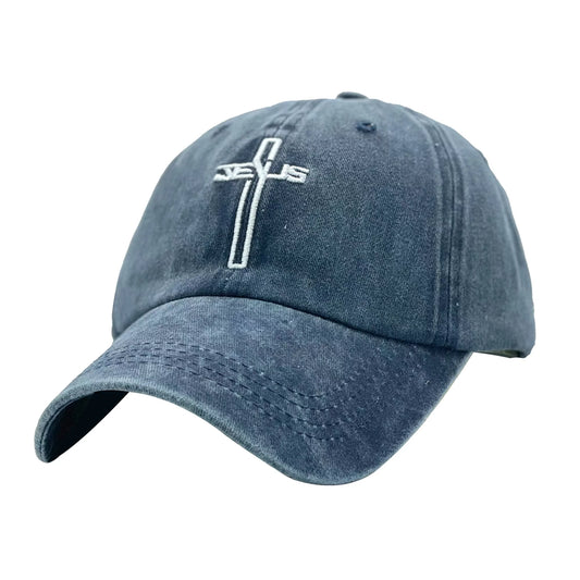 Embroidered Christian Jesus Cross Hat for Men Women, Vintage Washed Dad Hats Adjustable Baseball Cap