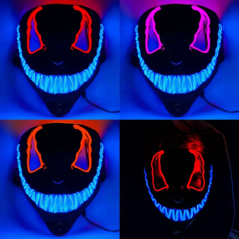 Glowing Party Mask Halloween Decoration Luminous Light up Led Mask Unisex Masquerade Horror Carnival Cosplay Dress up Props