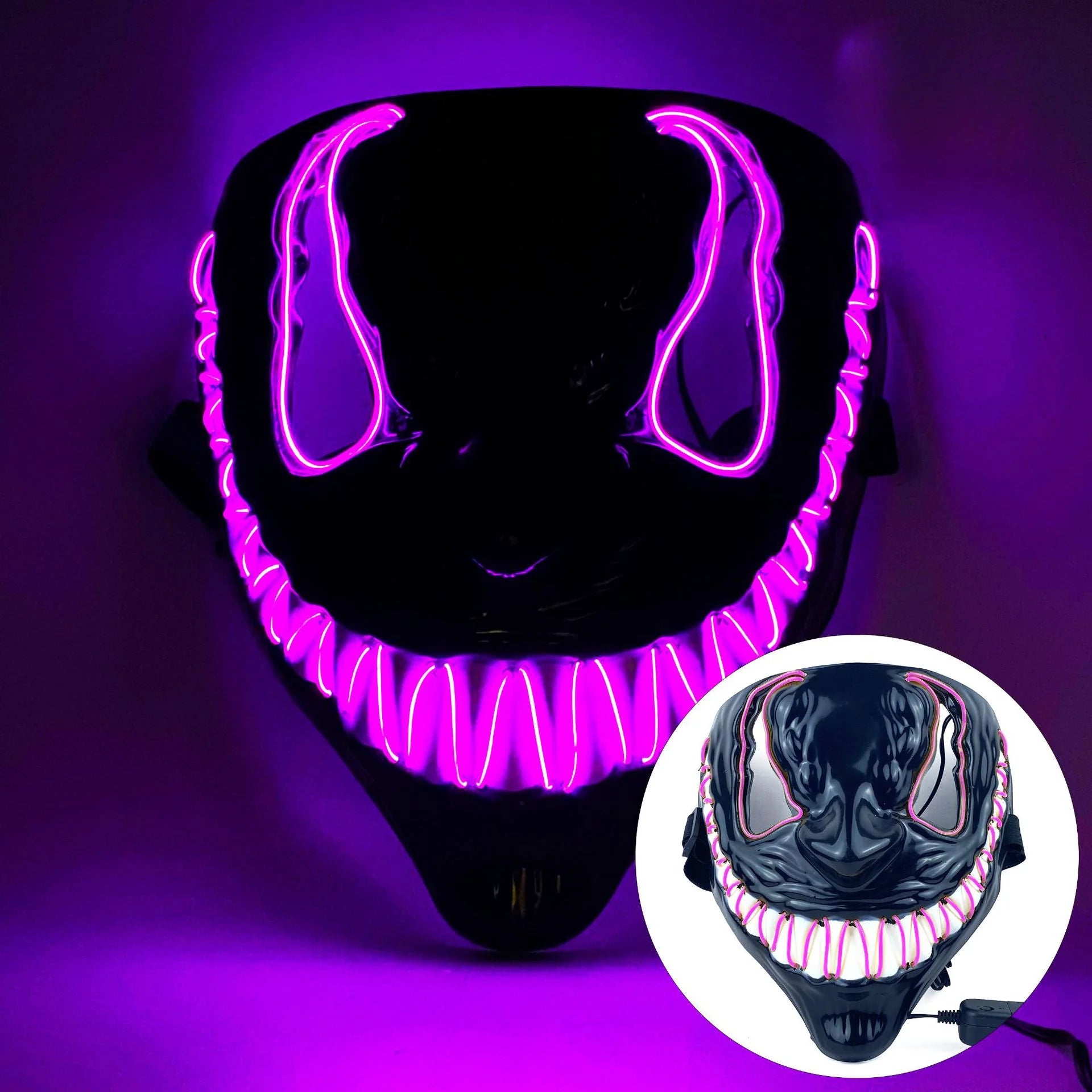 Glowing Party Mask Halloween Decoration Luminous Light up Led Mask Unisex Masquerade Horror Carnival Cosplay Dress up Props