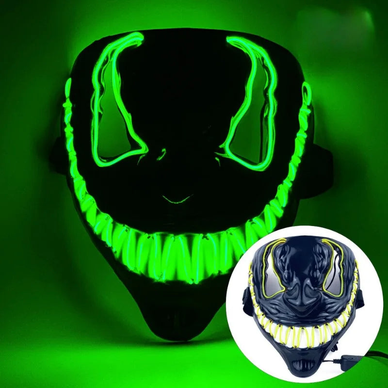 Glowing Party Mask Halloween Decoration Luminous Light up Led Mask Unisex Masquerade Horror Carnival Cosplay Dress up Props