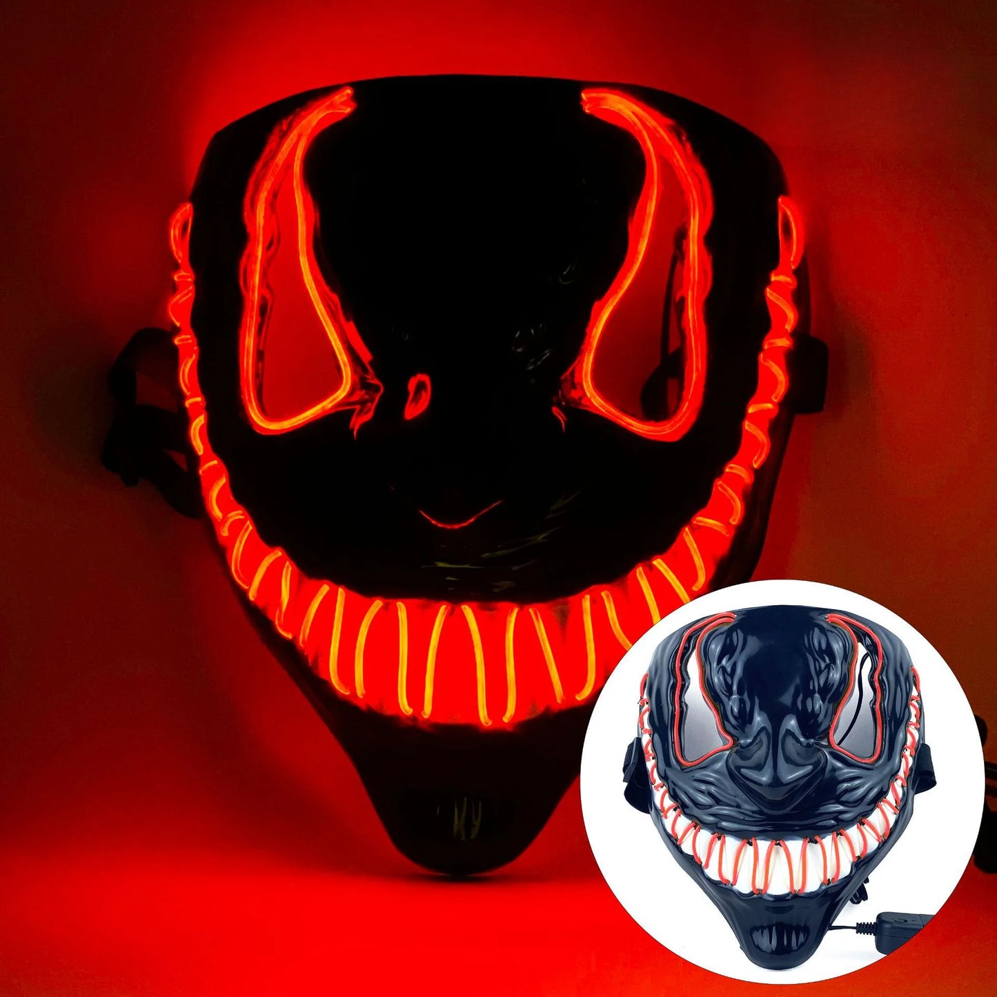 Glowing Party Mask Halloween Decoration Luminous Light up Led Mask Unisex Masquerade Horror Carnival Cosplay Dress up Props