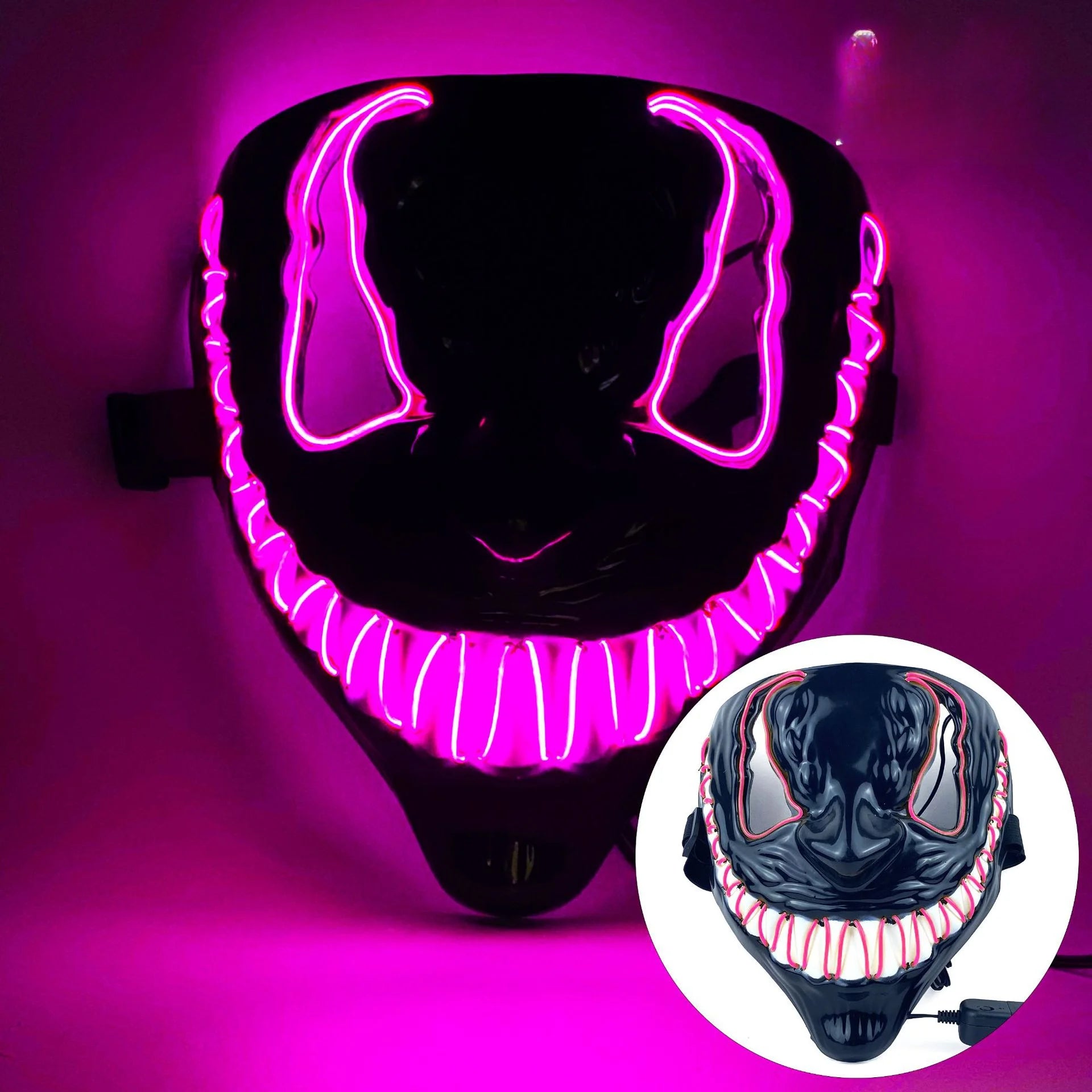 Glowing Party Mask Halloween Decoration Luminous Light up Led Mask Unisex Masquerade Horror Carnival Cosplay Dress up Props