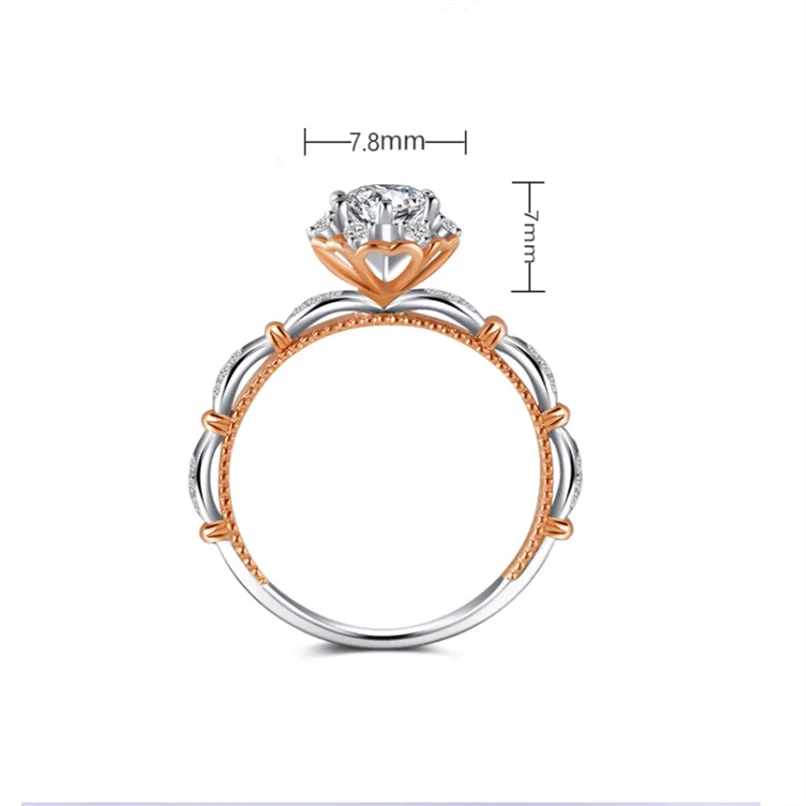 CC Proposal Rings for Women Lover Rose Gold Plated 1 Carat Engagement Wedding Accessories Fashion Jewelry CC1348