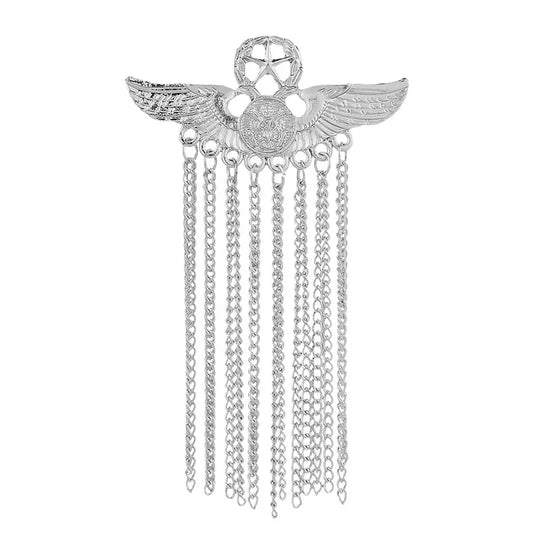 New Metal Five-Star Wing Brooch Medal Tassel Badge Pins and Brooches Luxury Men'S Suit Shirt Collar Clothing Jewelry Accessories